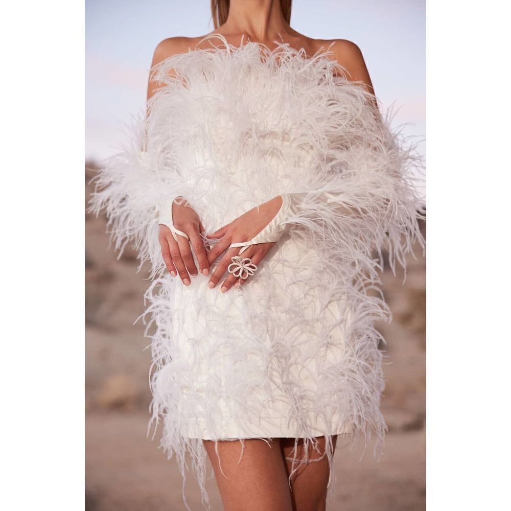 Cult Gaia Ashlyn feather mini Dress Large